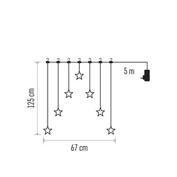 Emos DCGW14 67x125cm kül-beltéri meleg fehér 7 csillag LED karácsonyi fényfüggöny