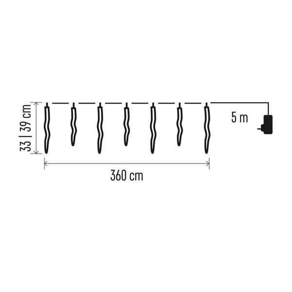 Emos DCPC07 3,6m/60LED/kül-beltéri/hideg fehér/jégcsapok karácsonyi LED girland