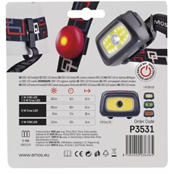 Emos P3531 CREE+COB LED 330lm 3×AAA fejlámpa