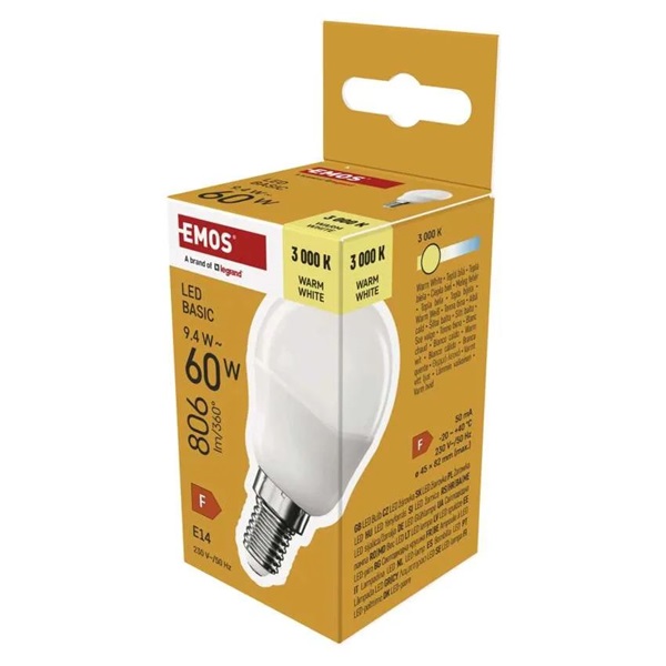 Emos ZL1F42 MINI GLOBE 8,5W 806lumen E14 LED meleg fehér gömb izzó