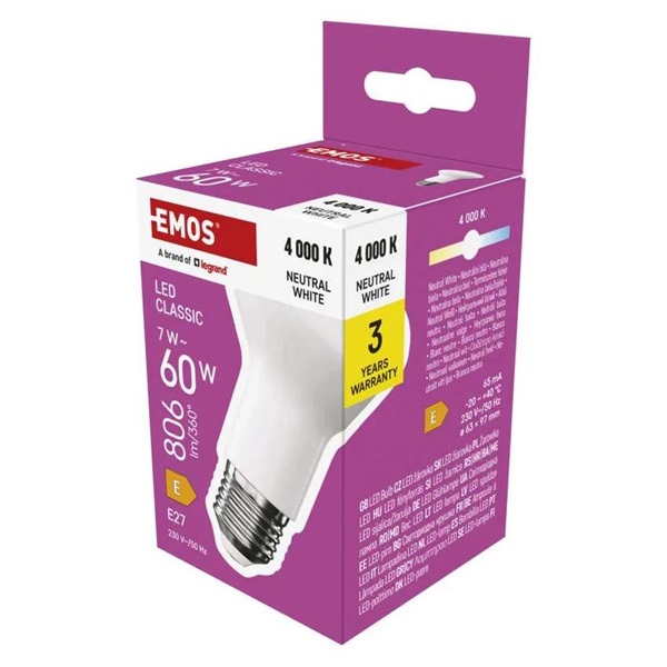 Emost ZQ7E43 R63 E27/7 W (60 W)/806 lm/természetes fehérclassic LED izzó