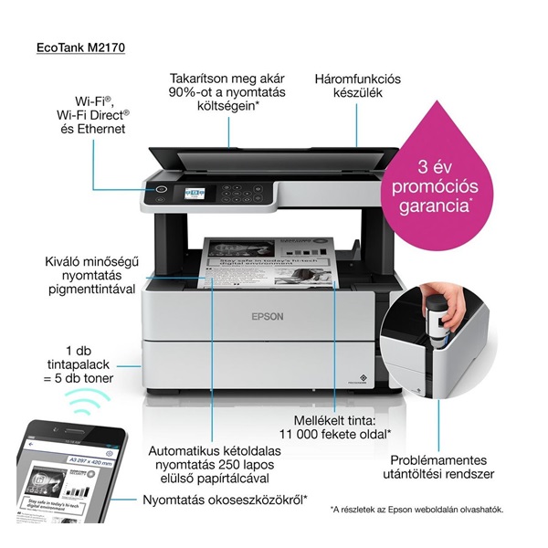 Epson EcoTank M2170 mono tintasugaras multifunkciós nyomtató