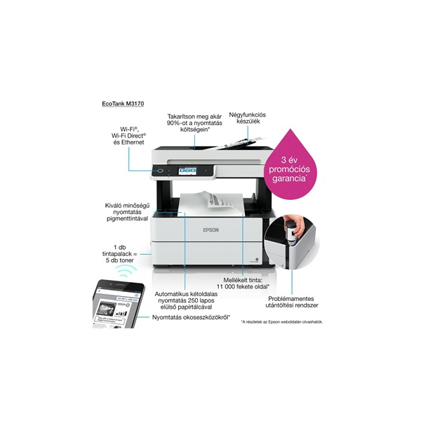 Epson EcoTank M3170 mono tintasugaras multifunkciós nyomtató