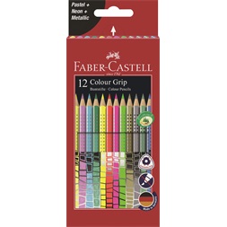 Faber-Castell Grip 12 db színes neon/pasztell/metál ceruza készlet