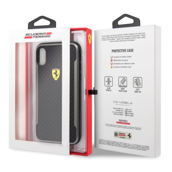 Ferrari SF Racing Shield iPhone XR fekete karbon hatású hátlap