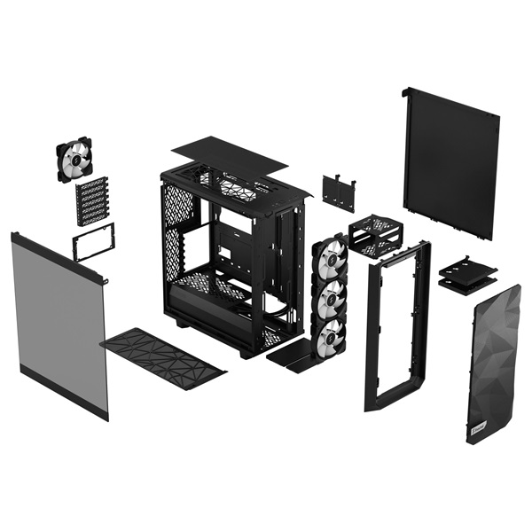 Fractal Design Meshify 2 Compact Lite RGB fekete (táp nélküli) ablakos ATX ház