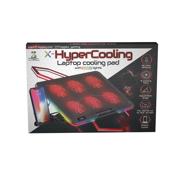 FroggieX FX-PC-P2-R HyperCooling notebook hütőpad telefontartóval