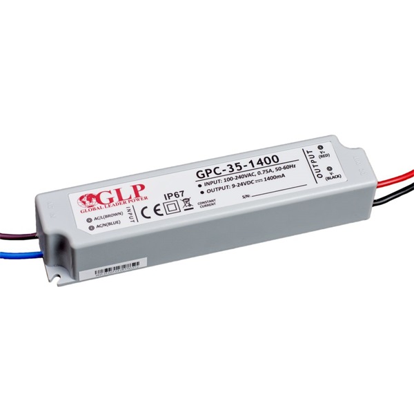 GLP GPCP-35-1400 33.6W 12~24V 1400mA IP67 LED tápegység