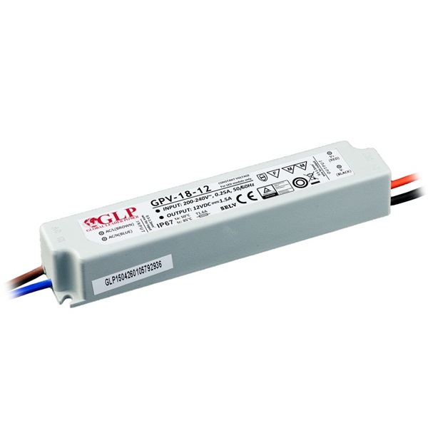 GLP GPV-18-12 18W 12V 1.5A IP67 LED tápegység