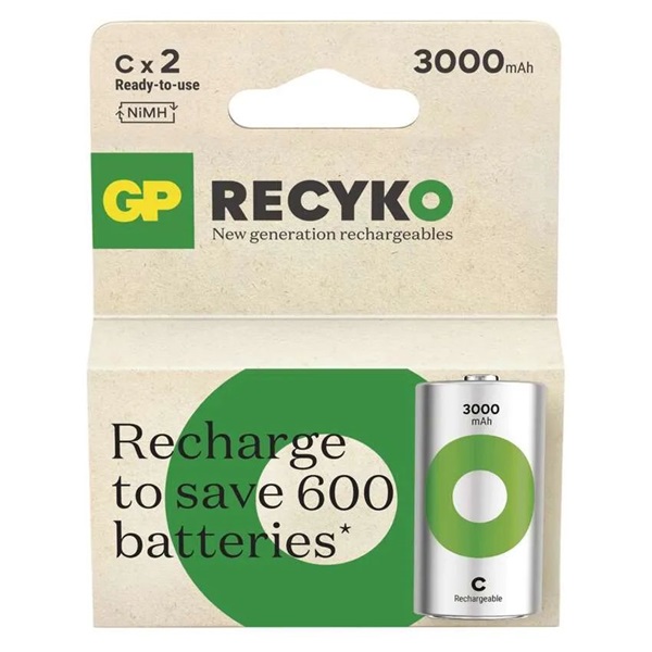 GP ReCyko NiMH Akkumulátor HR14 (C) 3000mAh 2db