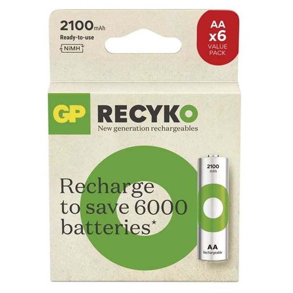 GP ReCyko NiMH akkumulátor HR6 (AA) 2100mAh 6db