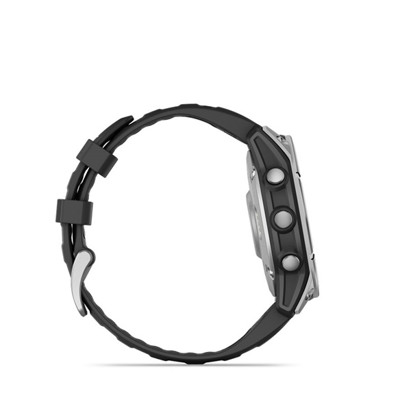 Garmin 010-03025-00 fenix E AMOLED (47mm) fekete szilikon pántos ezüst okosóra