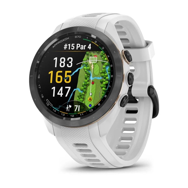 Garmin Approach S70 (42mm) fekete kerámia fehér szilikon szíjjal (ED) okosóra