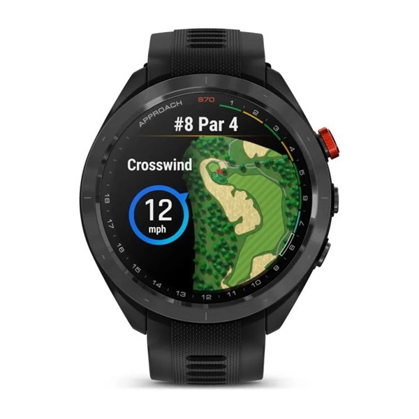 Garmin Approach S70 (47mm) fekete kerámia fekete szilikon szíjjal (ED) okosóra