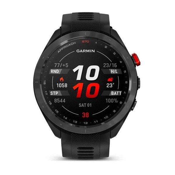 Garmin Approach S70 (47mm) fekete kerámia fekete szilikon szíjjal (ED) okosóra