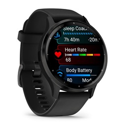 Garmin Venu 3 fekete, fekete kerettel, szilikon szíjjal okosóra