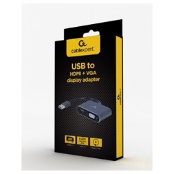 Gembird A-USB3-HDMIVGA-01 USB - HDMI + VGA szürke adapter