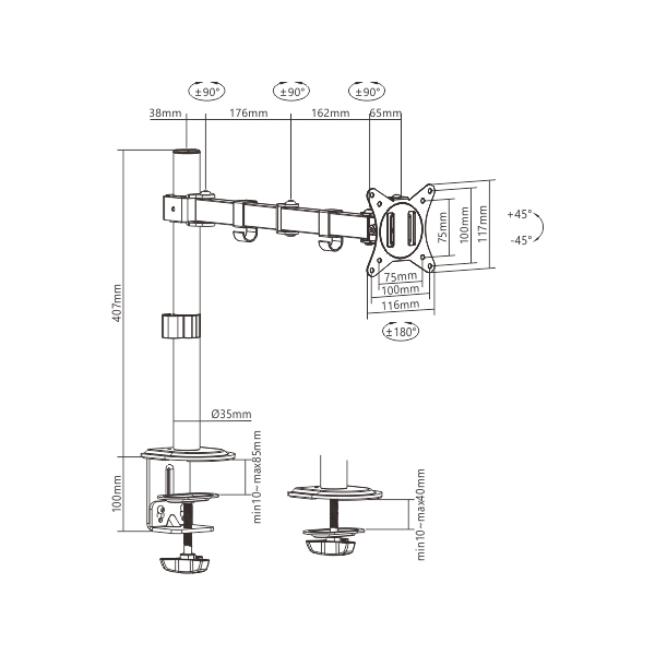 Gembird MA-D1-01 17"-32" egykaros asztali monitor tartó konzol