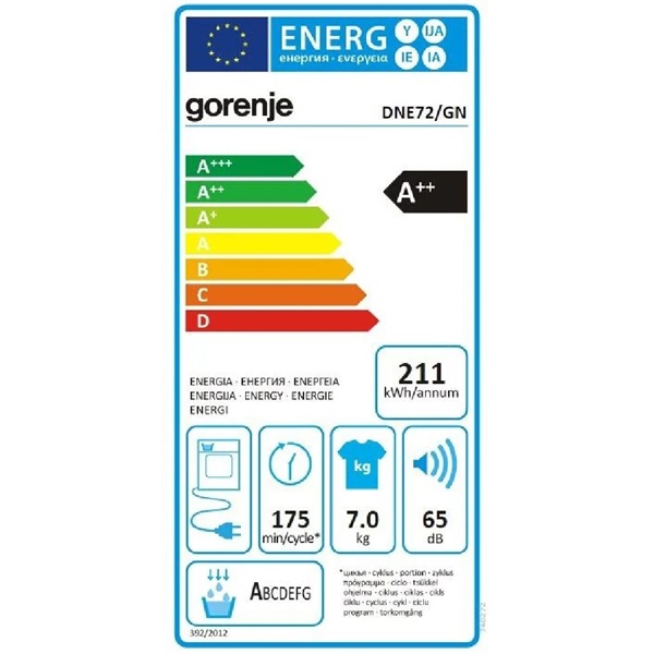 Gorenje DNE72/GN 7 kg hőszivattyús szárítógép