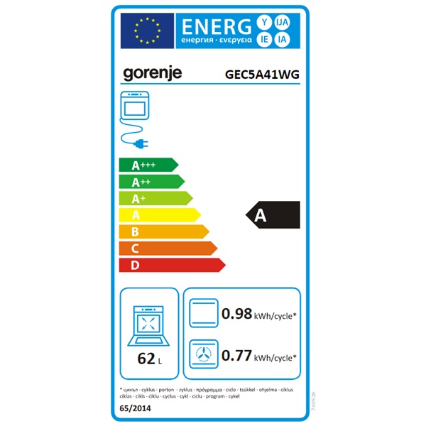 Gorenje GEC5A41WG fehér kerámilapos tűzhely