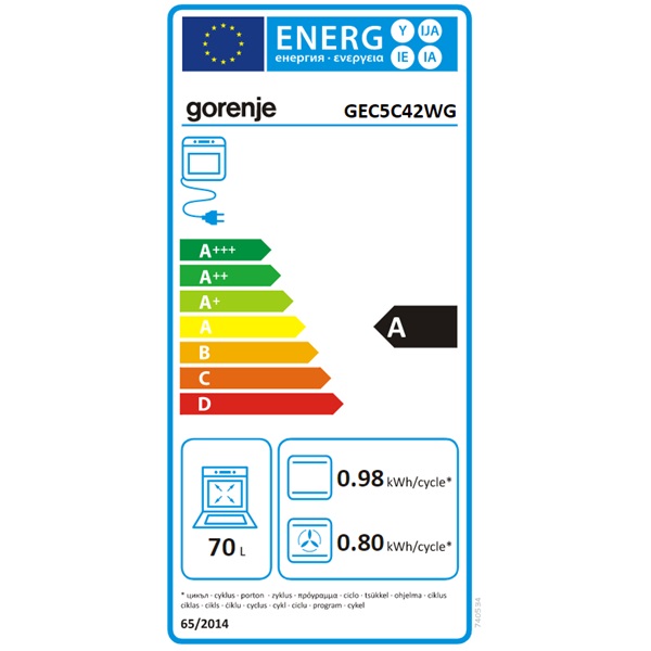 Gorenje GEC5C42WG fehér kerámialapos tűzhely