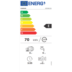 Gorenje GI520E15X beépíthető keskeny 9 terítékes mosogatógép