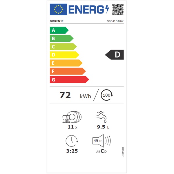 Gorenje GS541D10W keskeny mosogatógép