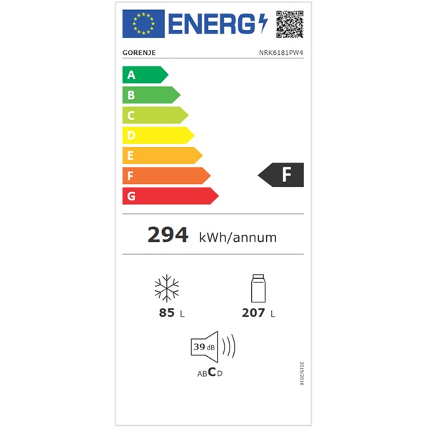 Gorenje NRK6181PW4 alulfagyasztós hűtőszekrény