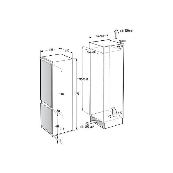 Gorenje NRKI517E62WF beépíthető alulfagyasztós hűtőszekrény