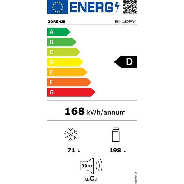 Gorenje RK418DPW4 alulfagyasztós kombinált hűtőszekrény