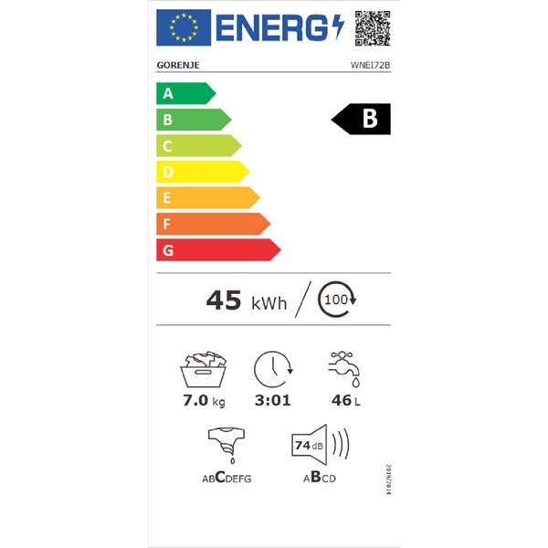 Gorenje WNEI72B 7 kg elöltöltős mosógép