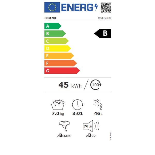 Gorenje WNEI74BS 7 kg elöltöltős mosógép