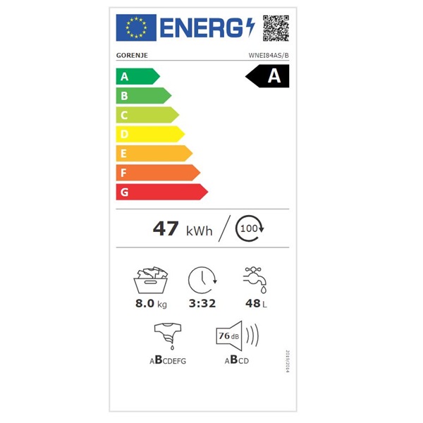 Gorenje WNEI84AS/B fekete 8 kg elöltöltös mosógép