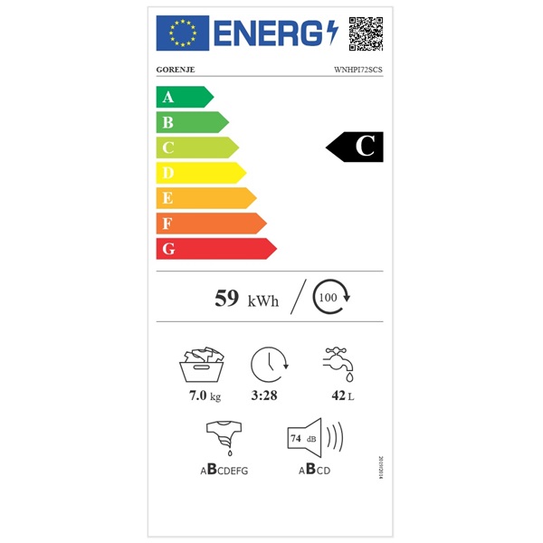 Gorenje WNHPI72SCS keskeny 7 kg elöltöltős mosógép