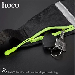 HOCO HO622547 BAG05 Univerzális sportoláshoz, túrázáshoz fekete/zöld övtáska