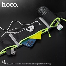 HOCO HO622547 BAG05 Univerzális sportoláshoz, túrázáshoz fekete/zöld övtáska