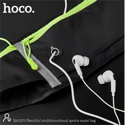 HOCO HO622547 BAG05 Univerzális sportoláshoz, túrázáshoz fekete/zöld övtáska