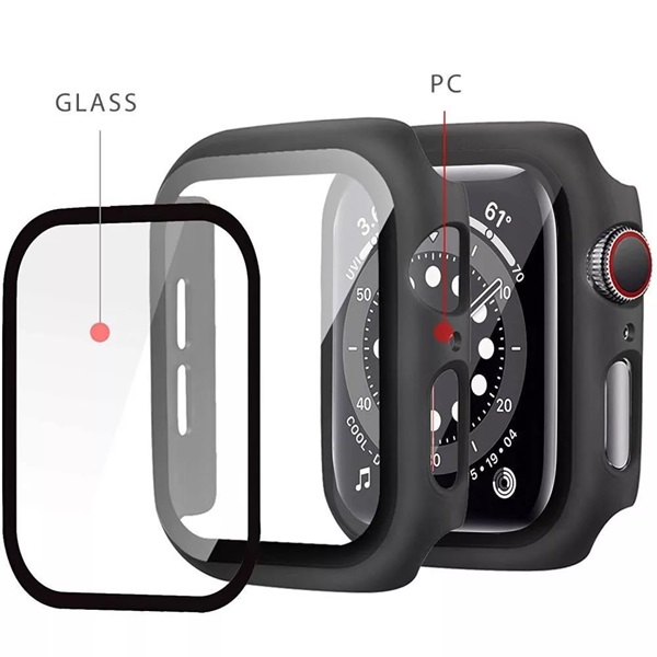 Haffner FN0283 Defense 360 Apple Watch 7 (41mm) fekete védőtok edzett üveggel