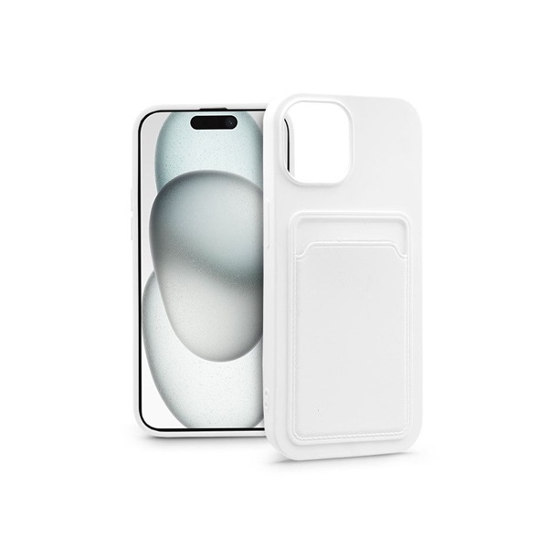 Haffner PT-6840 Apple iPhone 15 Card Case fehér szilikon hátlap kártyatartóval