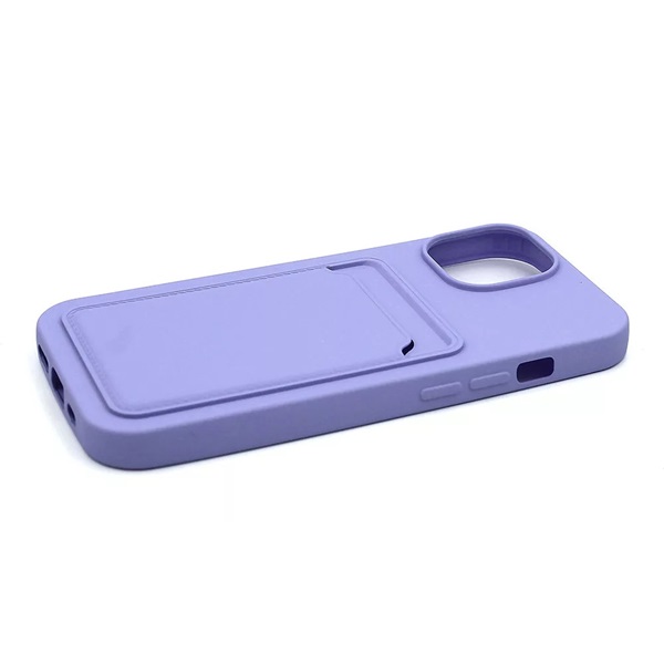 Haffner PT-6842 Apple iPhone 15 Card Case lila szilikon hátlap kártyatartóval