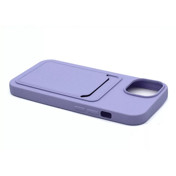 Haffner PT-6842 Apple iPhone 15 Card Case lila szilikon hátlap kártyatartóval