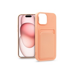 Haffner PT-6846 Apple iPhone 15 Plus Card Case pink szilikon hátlap kártyatartóval