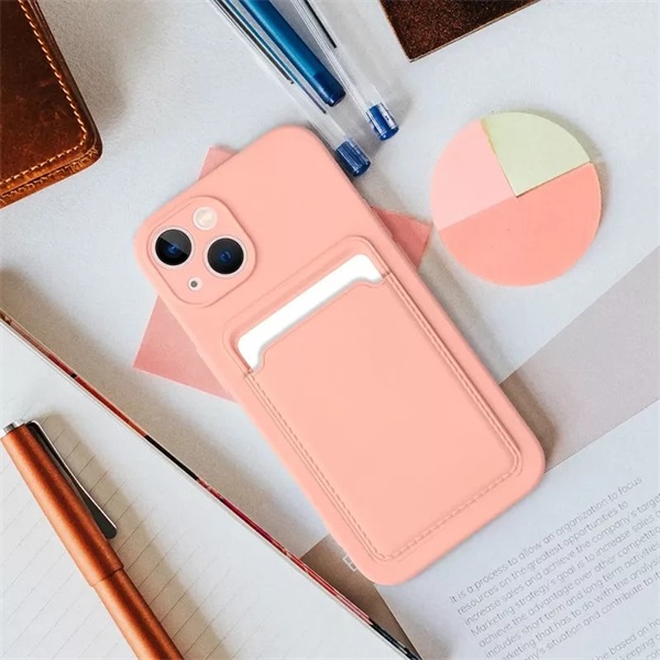 Haffner PT-6846 Apple iPhone 15 Plus Card Case pink szilikon hátlap kártyatartóval