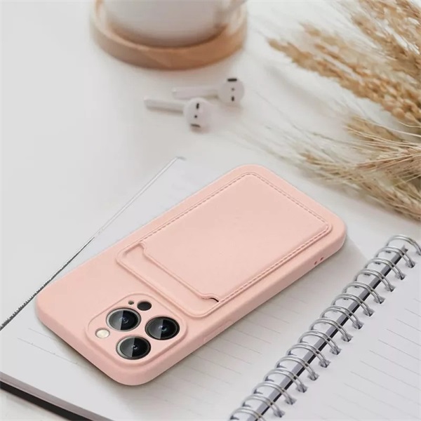 Haffner PT-6846 Apple iPhone 15 Plus Card Case pink szilikon hátlap kártyatartóval