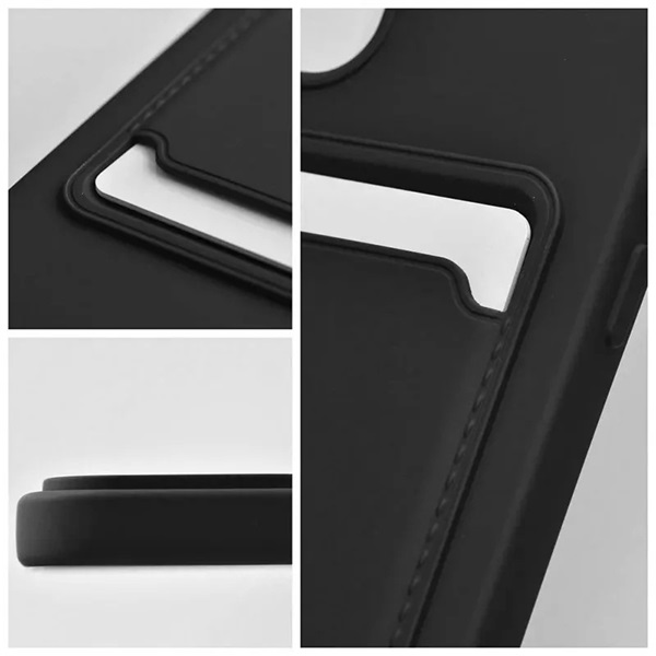 Haffner PT-6847 Apple iPhone 15 Pro Card Case fekete szilikon hátlap kártyatartóval