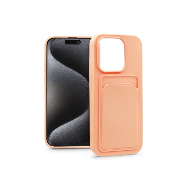 Haffner PT-6850 Apple iPhone 15 Pro Max Card Case pink szilikon hátlap kártyatartóval