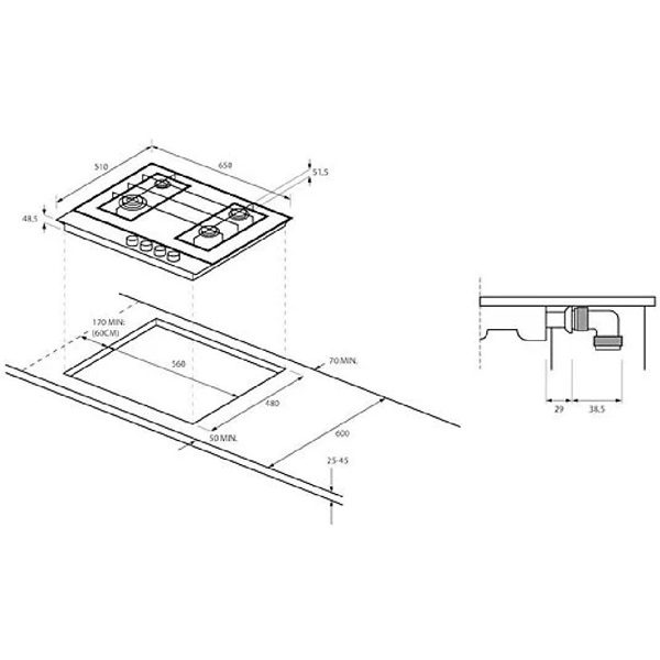 Haier HAVG5BF4S2B/1 beépíthető gáz főzőlap