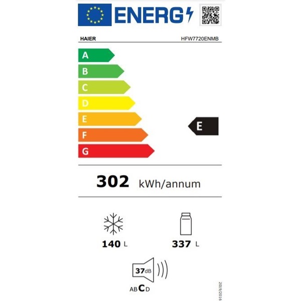 Haier HFW7720ENMB fekete négyajtós hűtőszekrény