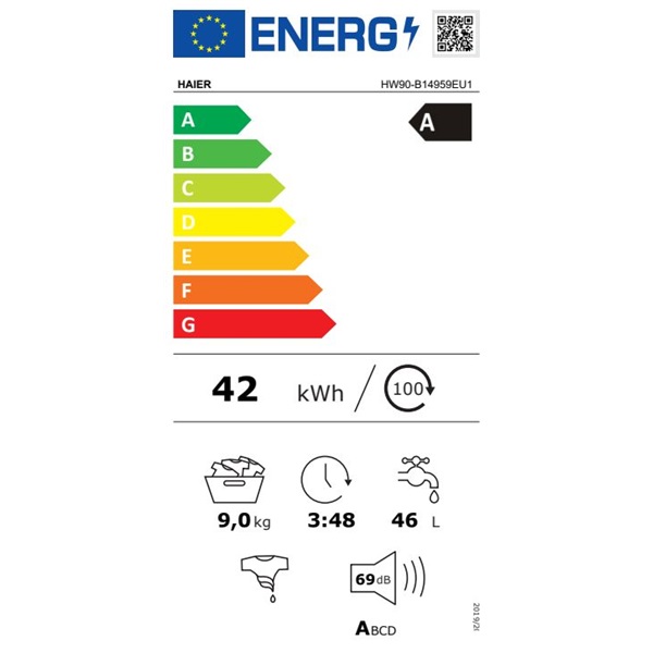 Haier HW90-B14959EU1-S elöltöltős mosógép