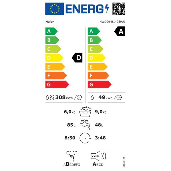 Haier HWD90-B14959U1-S mosó-szárítógép